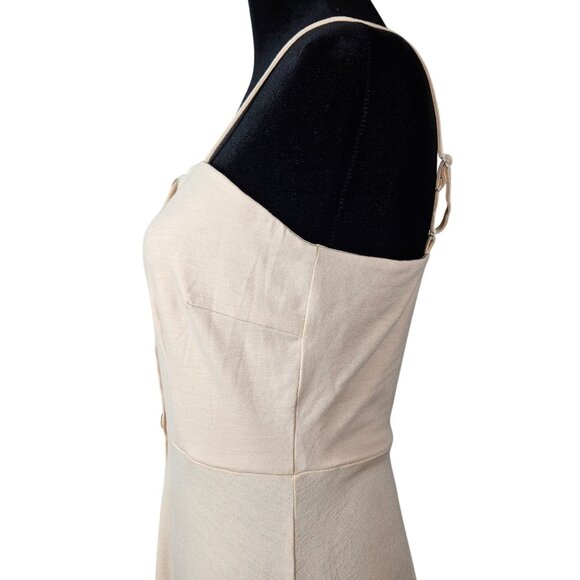 Womens Beige Button-Front Sleeveless A-Line Boho Summer Dress Size Small Casual - Picture 8 of 11